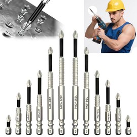 High Magnetic Screwdriver Drill Bit Set, K5 Impact Resistant Non Slip Bit, Anti-Slip Magnetic Electric Screwdriver Set, 25 50 65 70 90 150mm (12Pcs)