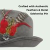 OktoberfestHaus | German Hunter Hat Faux Leather Fedora with Metal