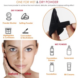 Powder Puff, Powder Puff Face Triangle, Velour Powder Puff, 8 Pieces Setting Powder Puff, Makeup Puff for Contouring Under Eyes and Corners (Black)