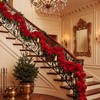 12ft Large Velvet Christmas Ball Garland Ornament, Red