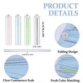 6Pcs Folding Ruler 15cm/30cm Foldable Ruler Precise Stationery Ruler Straight Geometric Rulers Plastic Measuring Tools for Kids School Office Clear