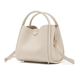 imeetu Women's Shoulder Bag, Premium Genuine Leather, 3-Way Handbag, Storage in 3 Rooms, Large Capacity, High Visibility, Crossbody Bag, Simple, Casual, Shoulder Handheld, Popular, Commuting to Work (Off-White)
