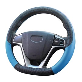 Pahajim Car Steering Wheel Covers D Shape PU Leather Flat Bottom Steering Wheel Cover Anti Skid Breathable Sport Style 37-38cm Car Accessories for Women Men