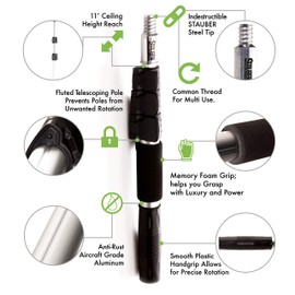 STAUBER Best Bulb Changer with PowerLatch Extension Pole (Large Suction, 4 Feet)