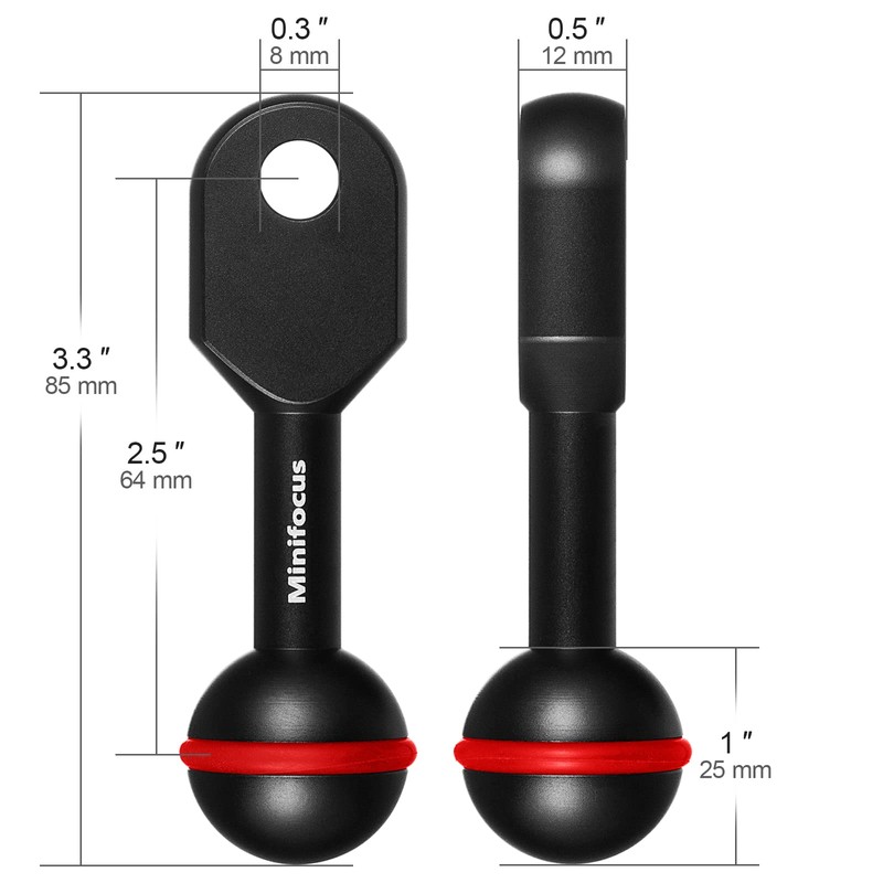 2.5cm Ball to YS Head Clip Arm, 2 Pieces Minifocus