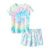 Topgal Little & Big Girls Tie Dye Rainbow Swirl Pajamas