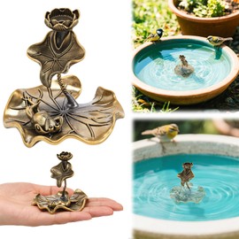 Moxweyeni 1 Pcs 2.76 Inch Large Lotus Flower Shape Copper Bath Disk Ornaments Copper Bird Bath Purification Disks Birdbath Cleaner Safe Universal Fit for Outdoor Birdbaths, Bowl