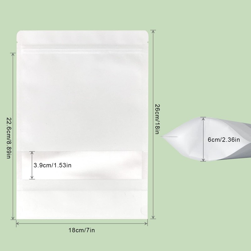 SumDirect 50Pcs White Kraft Zip Lock Stand Up Bolsas de