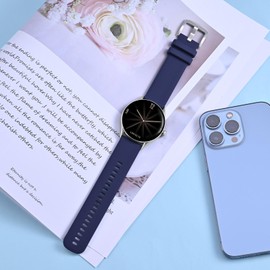 Anbeer Correa de reloj de silicona de 22 mm de liberación rápida de goma para hombres y mujeres, azul con hebilla de acero inoxidable plateada