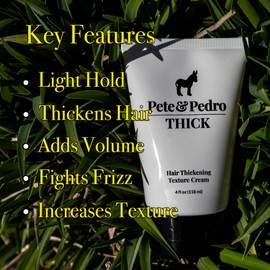 Pete & Pedro THICK Hair Cream - Light-Holding, Thickening & Texture Styling Cream | For Fine, Thin, & Thinning Hair, Men & Women | Adds Thickness, Body, Volume, Fullness | As Seen on Shark Tank, 4 oz.
