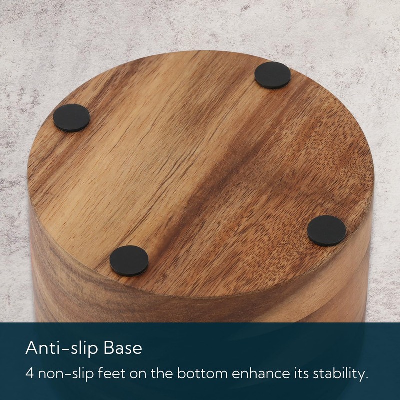 KITCHENDAO Acacia Wood Salt Cellar Bowl Box with Built-in Spoon