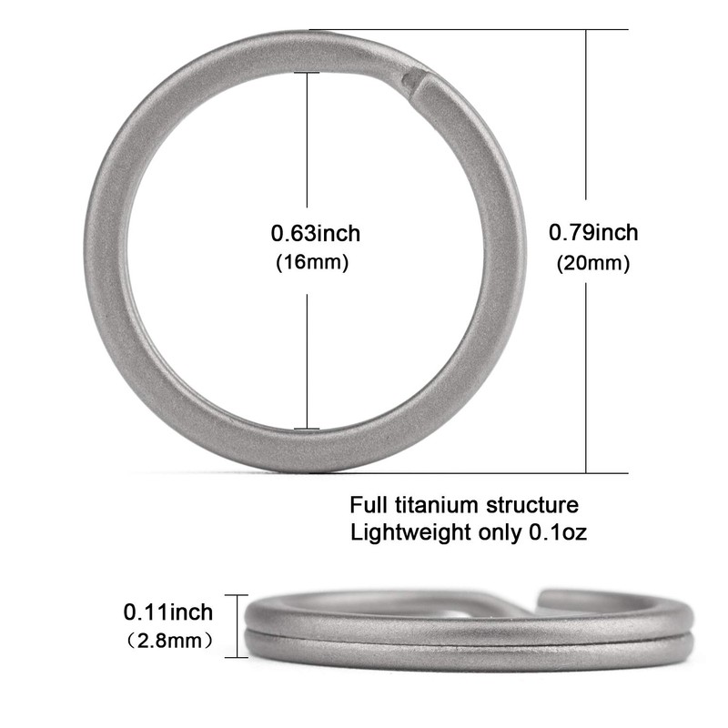FEGVE Titanium Key Chain Rings Split Rings 4 Pack –