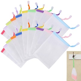 20 PCS Exfoliating Mesh Soap Saver Pouch Bag Sack Bubble Foam Net Bags with Drawstring Soap Bags Face Cleansing Foaming Nets for Shower Foaming and Drying, Assorted Colors, 4.7 x 3.5 inche