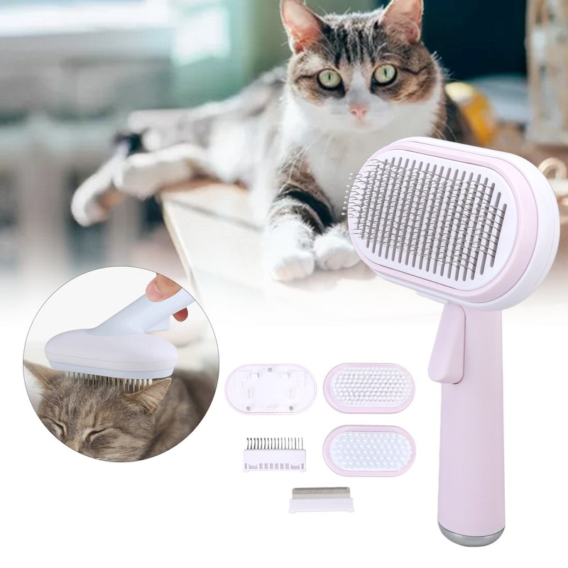 5 in 1 Pet Slicker Brush One Button Hair Removal