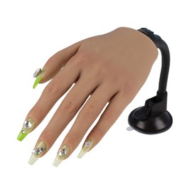 Practice Hand for Acrylic Nails with Stand Bracket, Silicone Fake Hands to Practice Fake Nails Mannequin Hand for Nails Practice and Nail Art Color2 Single Left Hand