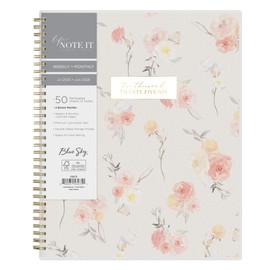 Blue Sky Life Note It 2025-2026 Academic Year Weekly and Monthly Planner, July 2025 - June 2026, 8.5” x 11”, Frosted Cover, Laminated Tabs, Wirebound, Storage Pocket, Hannah