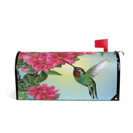 WOOR Hummingbird and Flowers Magnetic Mailbox Cover Oversized for Garden Yard Outdoor Decorations-25.5" x20.8