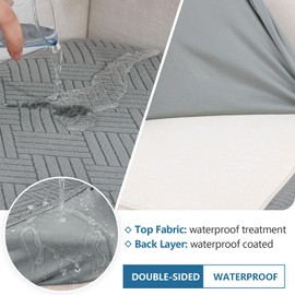 hyha Waterproof Couch Cushion Covers, Stretch Magic Sofa Covers Washable, Waterproof Sectional Couch Covers for Pets, Sofa/Couch Seat Cushion Covers with Elastic Bottom(3 Cushion Sofa, Grey)