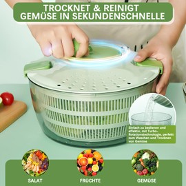 congumi 6-in-1 Salad Spinner 4 L, Multifunctional Salad Spinner with Cutter, Salad Bowl, Salad Spinner & Vegetable Cutter for Washing and Drying Vegetables