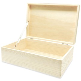 Xpieoyrm Wooden Box with Lid, Practical Organiser Box, Natural Storage Box for Cabinets and Shelves in Kitchen, Jewellery Storage Box, Photo Storage, Tools