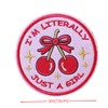 I'm Literally Just A Girl Pink Cherry Bow Embroidered Applique