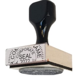 Hubco Traditional Business Stamp Seal with Old-fasioned Wood Handle, 1.6 x 1.6 Inches, Black, Tan, 1 Count [LLC]