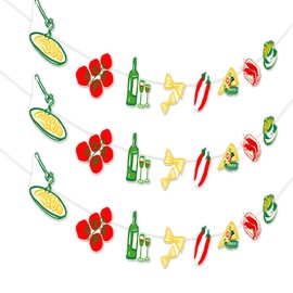 SHADOAMP Pasta Party Decorations, 3pcs Italian Theme Banner Garland Pasta Theme Party Favors DIY Craft for Italy Theme Pizza Spaghetti Baby Shower Birthday Decorations