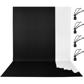 EMART Black and White Backdrop for Photography,6x9 ft 2 in 1 Black White Screen Background for Birthday Video Studio Portrait Photoshoot