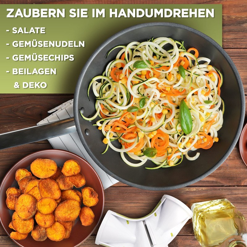 Cafendi Spiral Cutter - 3-in-1 Hand Spiral Cutter for Vegetable