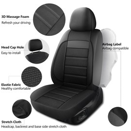 HChengkikz Seat Covers, Car Seat Covers Front Seats, Leather 3D Foam Back Support Car Seat Cover, Air Mesh Automotive Seat Covers, Airbag Compatible, Universal Fit Most Cars Vans Trucks SUVs,2PCS