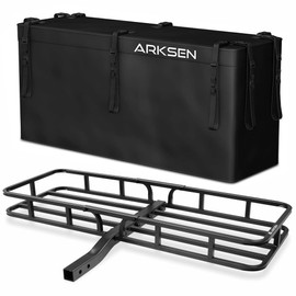 ARKSEN 53 x 19 x 5 Inch Hitch Mount Cargo Rack Carrier with 500D PVC Waterproof Cargo Bag, 500 Lbs Capacity Heavy Duty 2" Receiver Luggage Basket for Car, SUV, Pickup, Camping, Traveling