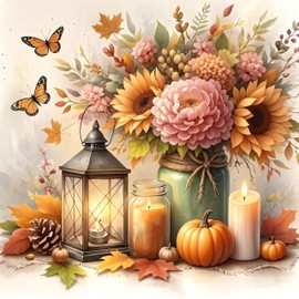 Fall Diamond Art Kits for Adults,5D Sunflower Diamond Art for Beginners,DIY Full Drill Diamond Painting Kit,Home Wall Decor Diamond Painting (11.8x11.8 Inch)