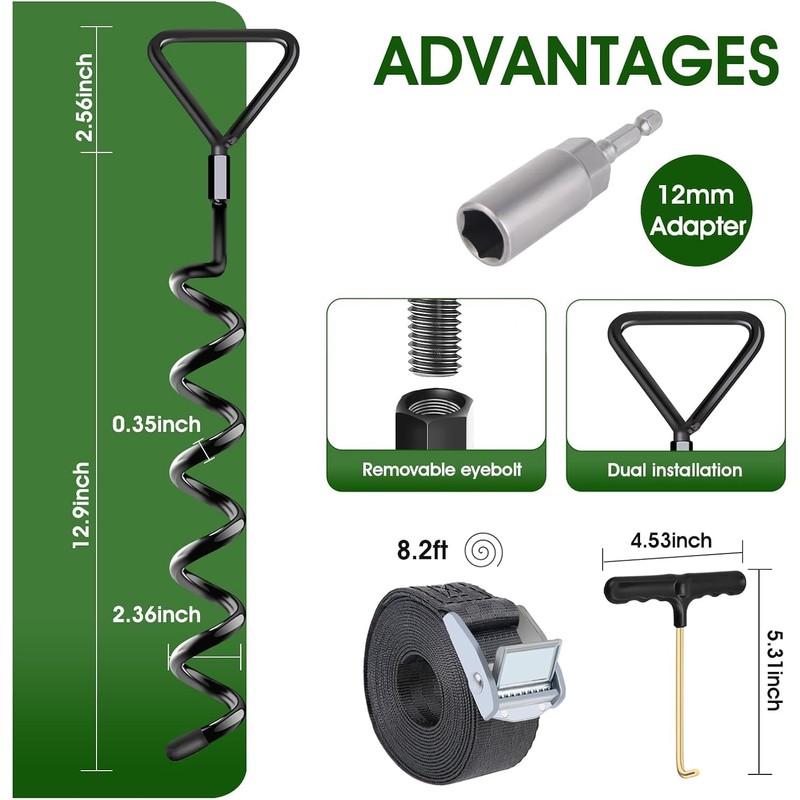Trampoline Stakes Ground Anchors Screw in, Trampoline Anchors with Strong