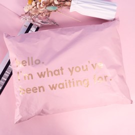 RUSPEPA Poly Mailer Shipping Bag with Self Sealing, Business Text Printed Design, 50 Packs 14.5 x 19 inches, Pink