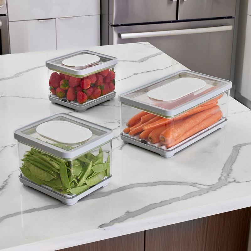 iDesign Small and Large Fridge Produce Bins with Removable Drainage