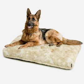 blunique Washable Dog Bed Deluxe, Removable Plush Dog Crate Bed, Waterproof pet beds, Fluffy Comfy Kennel Pad, Anti-Slip Pet Sleeping Mat for Large, Jumbo, Medium, and Small Dog Breeds.40 * 25",Khaki