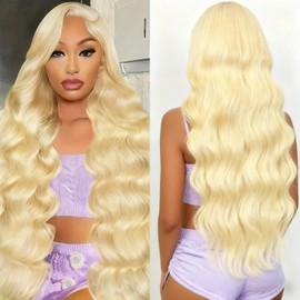 32 Inch 613 Lace Front Wig Human Hair 200 Density 13x6 Body Wave Blonde Wig Human Hair HD Transparent Lace Front Wigs Blonde Glueless Wig for Women Pre Plucked with Baby Hair