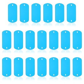 PATIKIL Pack of 20 Metal Stamping Blanks Rectangular Punch Labels Blanks Aluminium Plate DIY Name Tags 5 x 3 cm Metal Engraving Blanks for Laser Engraving Light Blue