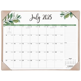 Large Desk Calendar 2025-2026 with Desktop Mat, Cabbrix Desk Pad Calendar 22 x 17 Inch Runs From July 2025 to December 2026 for Home Office and School, Leaf