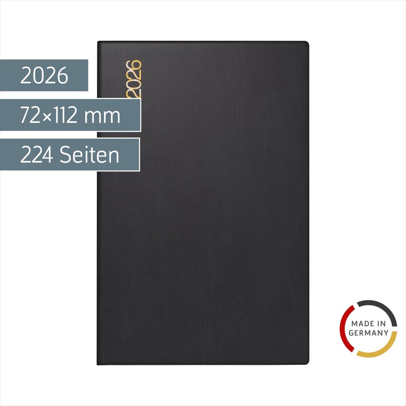 rido/idé Taschenkalender Mod. partner/Industrie I 2026 | A7, Kunststoff, schwarz