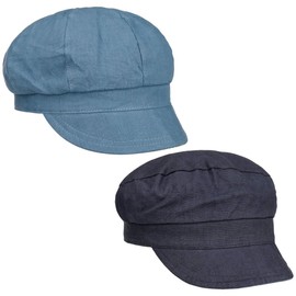 Lipodo Linen Reversible Cap - Two-Tone Hat - Plain Baker Boy Hat - Summer Cap Made of 100% Cotton - Women - Spring/Summer, blue, M
