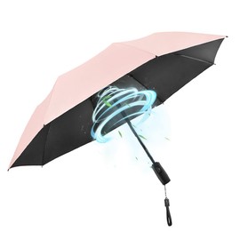 WOOLALA Portable Sun and Rain Umbrella with Personal Cooling Fan, UPF 50+ Protection, 2600mAh USB Rechargeable, Folding Compact for Hot Summer