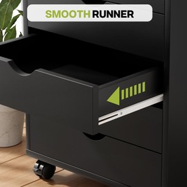 Simple Deluxe 7-Drawer Chest, Office File Cabinet with Wheels, Black