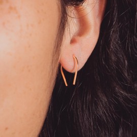 Horseshoe Pull Through Earrings in Silver, Gold or Rose Gold | Wire Open Threader Huge Hoops for Women and Girls