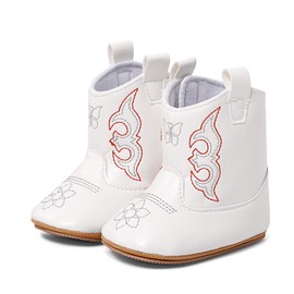 MK MATT KEELY Baby Boys Girls Cowboy Boots Infant Western Boots Toddler Soft Sole Non-Slip Round Toe Bootie Newborn First Walker Crib Shoes