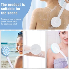 Aoreun Rückenbürste Dusche, rückenbürste mit langem stiel, Rückenbürste mit Applikator Pads, 50 cm Faltbar Abnehmbarer duschbürste rücken, Körperbürste zum Massage Entfernen Abgestorbener Haut - Blau