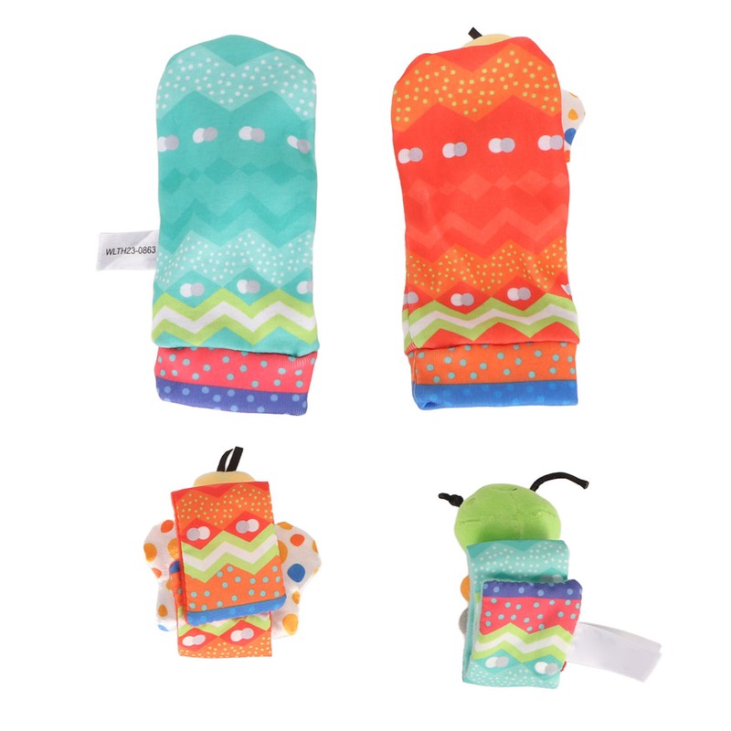 Baby Wrist Rattle Socks Set Soft Cute Cartoon Animal Hand