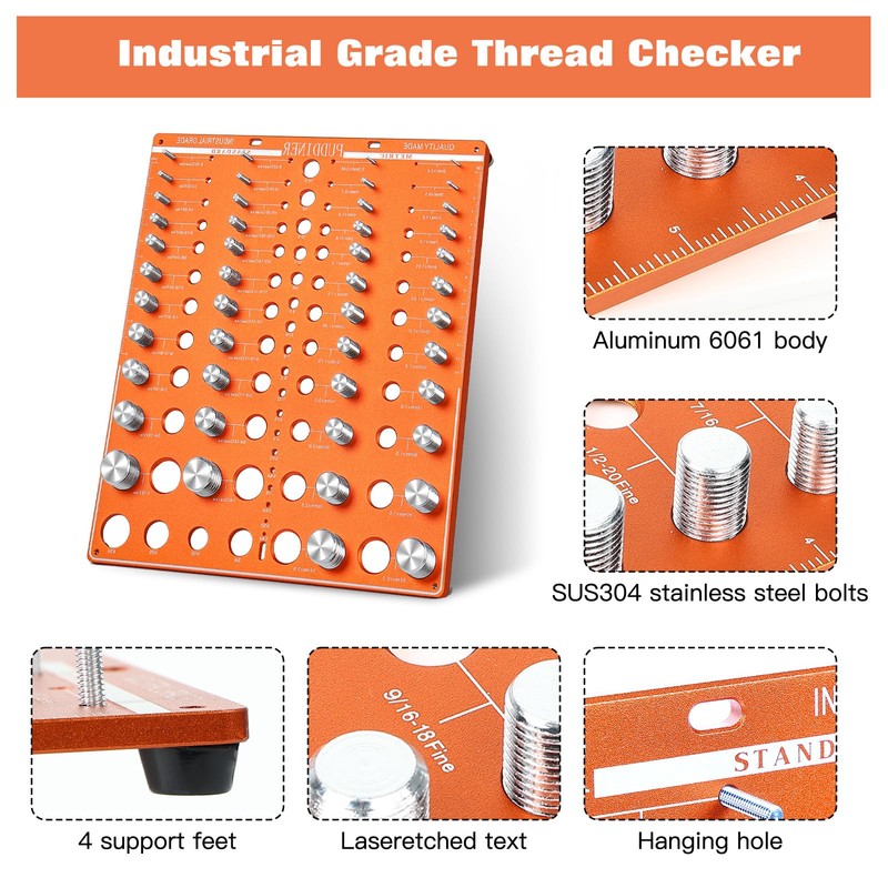 68 Nut and Bolt Thread Checker, 22 Standard, 24 Metric