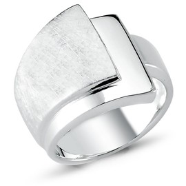 Vinani 2RSC Women's Ring 925 Silver Layered Design 3 Layers for Women Made of 925 Sterling Silver Brushed Shiny Solid Wide, Sterling Silver, No Gemstone