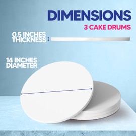 RICCLE 14 Inch Cake Drum Pack of 3 - Smooth-Edged - Sturdy Boards Round - Bend Resistant Multi-Layered Cake Base for Minimalist Displays